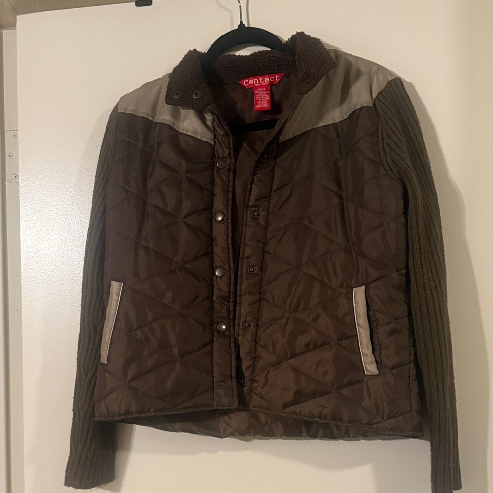 Brown Quilted Women's Bomber Jacket
